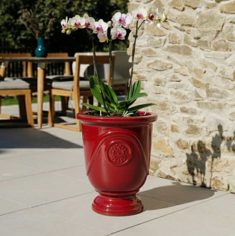 Keramický kvetináč Moliere Cisársky červený – ručne vyrábaný glazovaný kvetináč z terakoty
