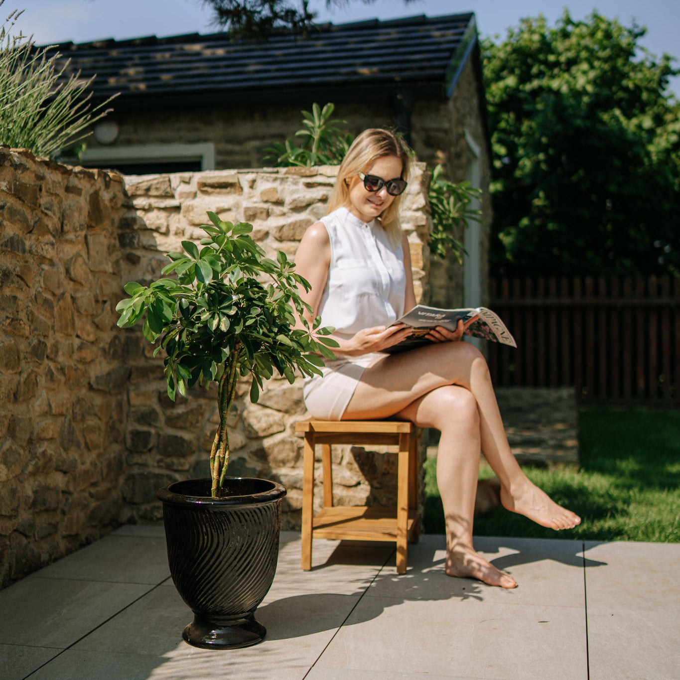 Keramický kvetináč Morgane - Čierny