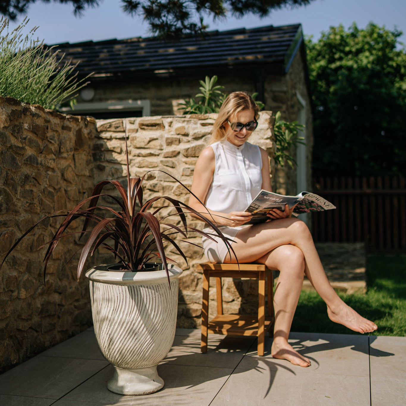 Keramický kvetináč Morgane - Krémový