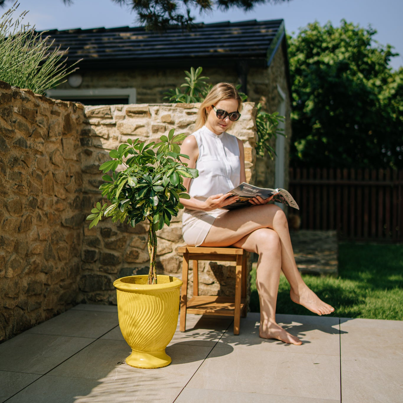 Keramický kvetináč Morgane - Žltý