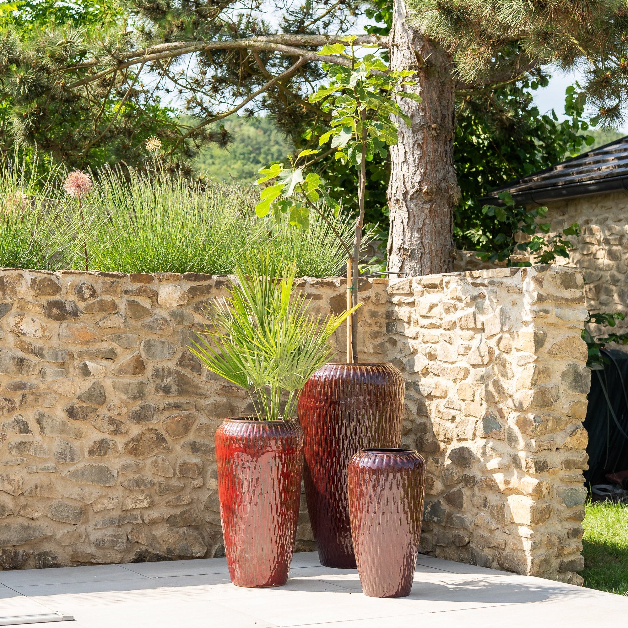 Keramický kvetináč Pompadour - Tehlovo červený