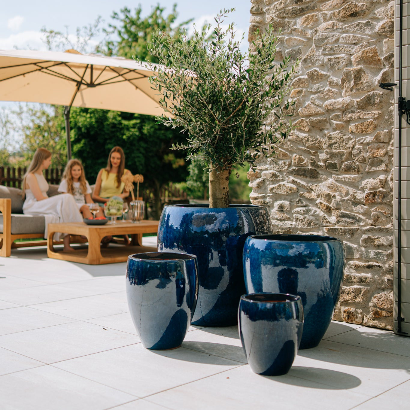 Keramický kvetináč LAFONTAINE - Morsky modrá