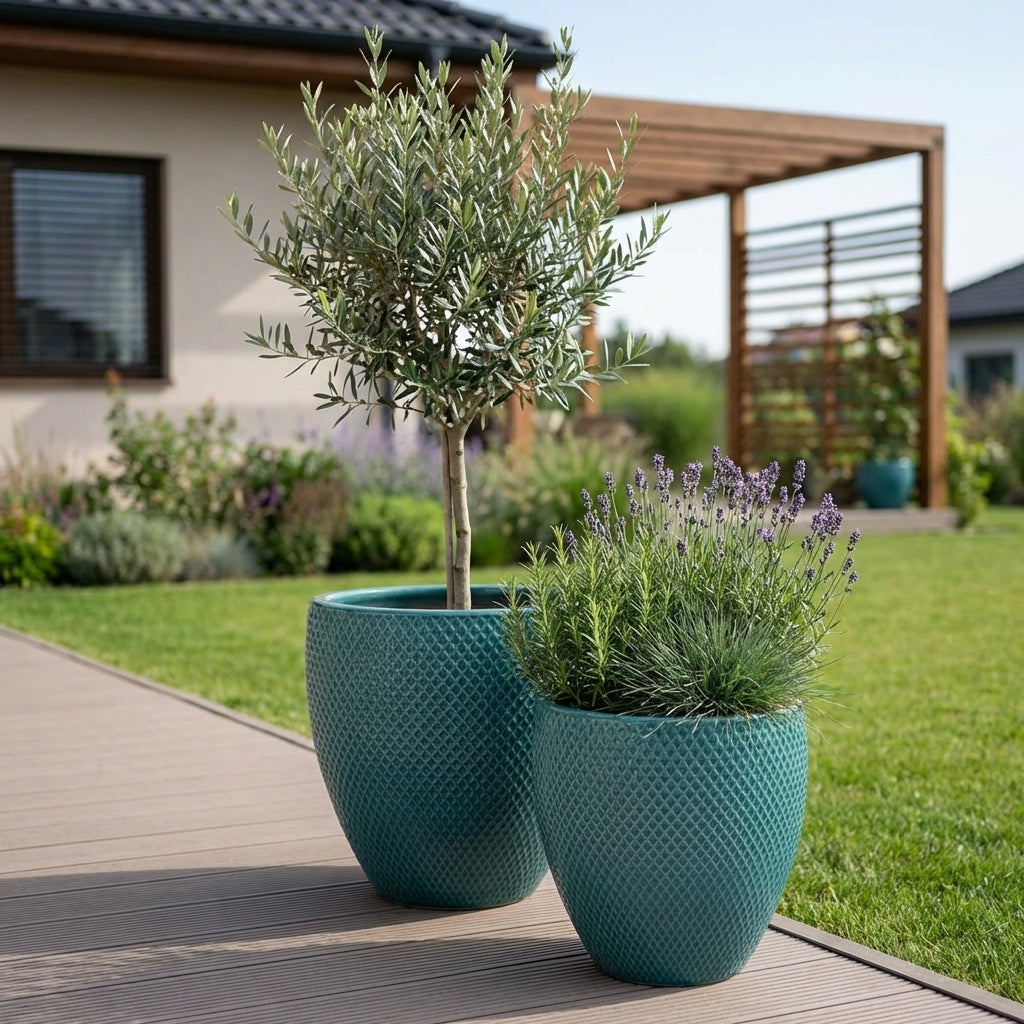 Kvetináč SIGNAC tyrkysový – ručne vyrábaná keramika, XXL až 68 cm