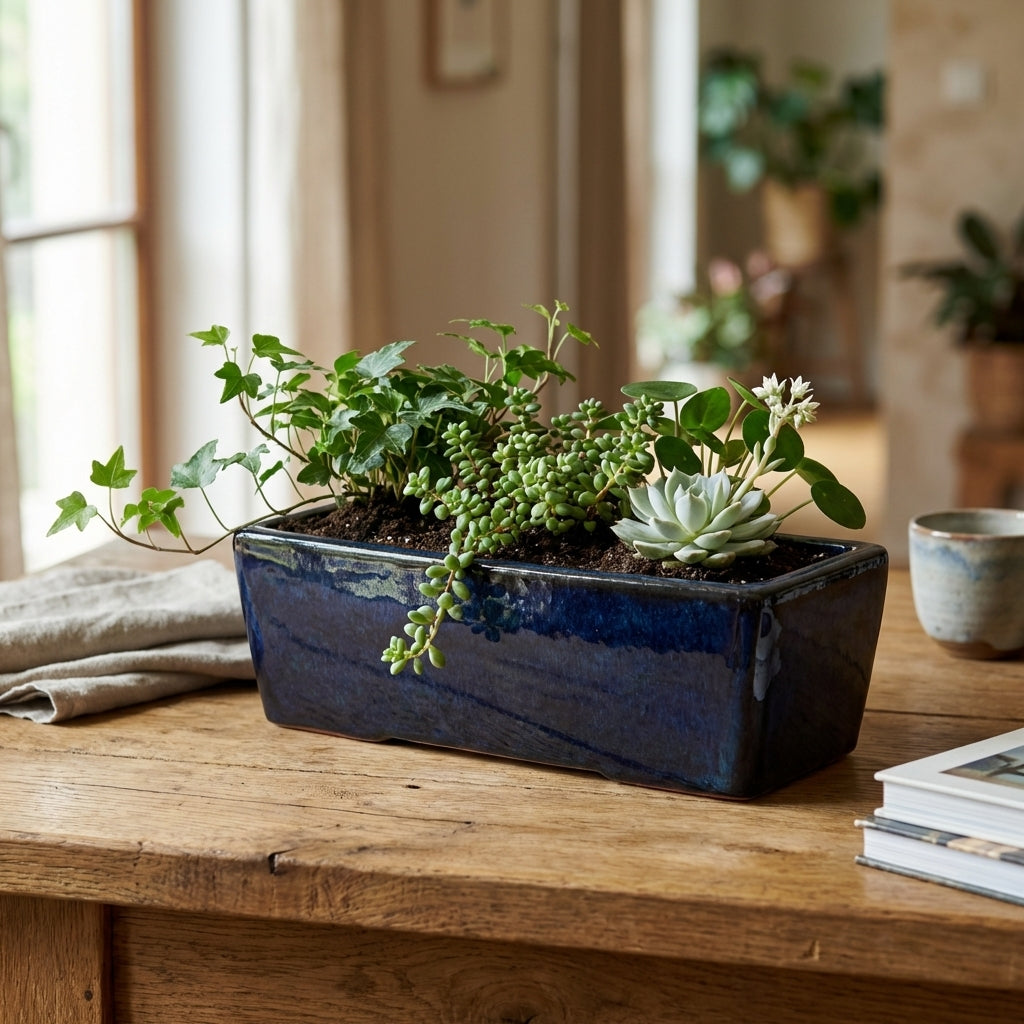 Keramický truhlík GIONO - Safírová v detailním záběru