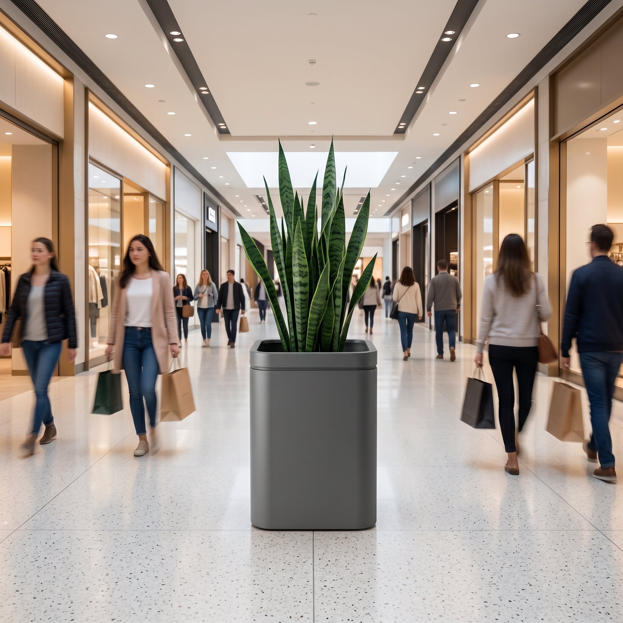 Pozinkovaný kvetináč Antracitová v exteriéri – INFINITY SQUARE, odolný v exteriéri