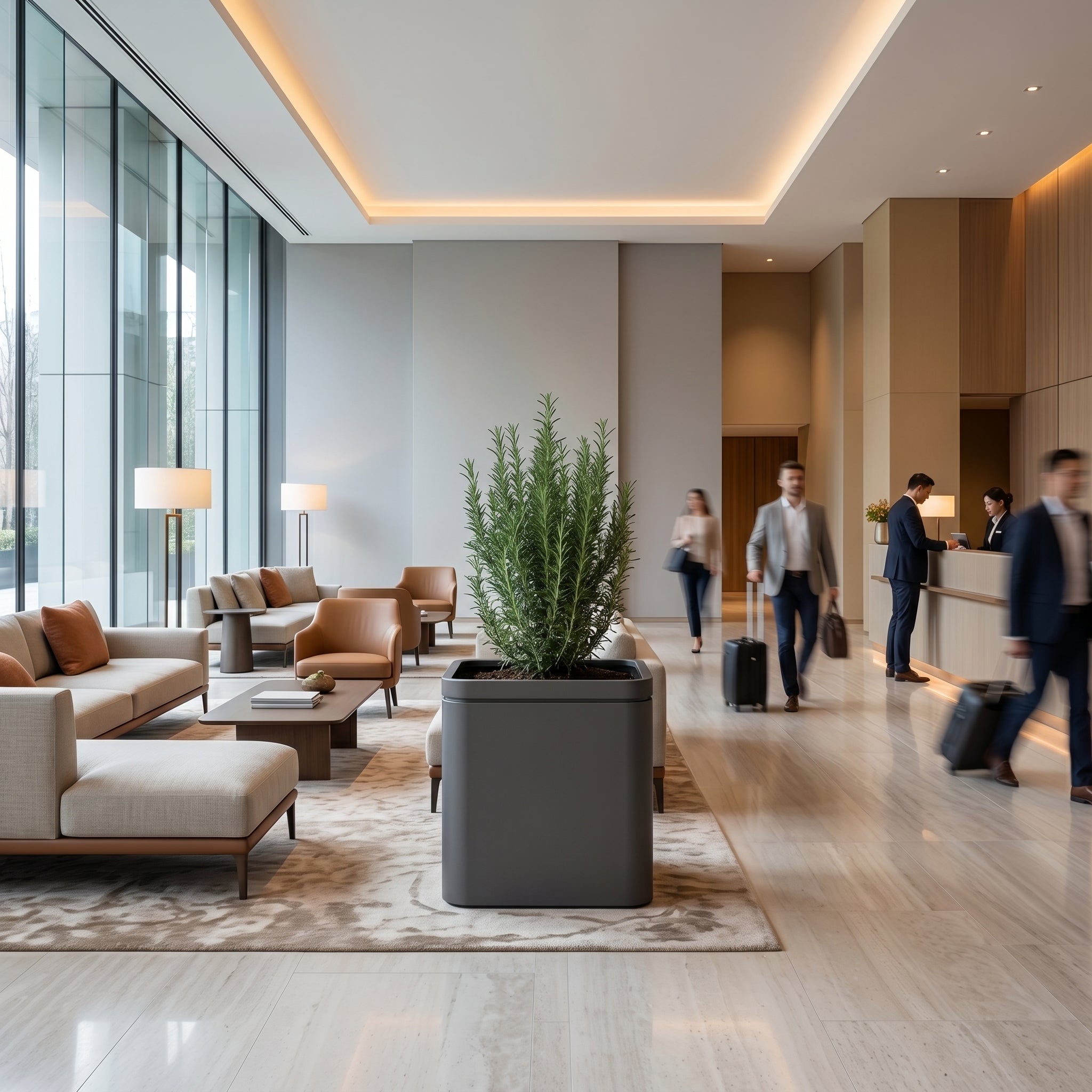 Pozinkovaný kvetináč Antracitová v exteriéri – INFINITY SQUARE, odolný v exteriéri