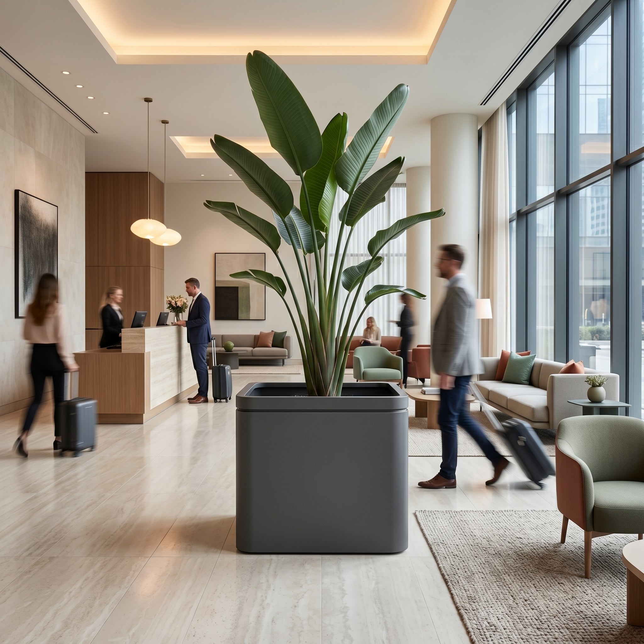 Pozinkovaný kvetináč Antracitová v exteriéri – INFINITY SQUARE, odolný v exteriéri