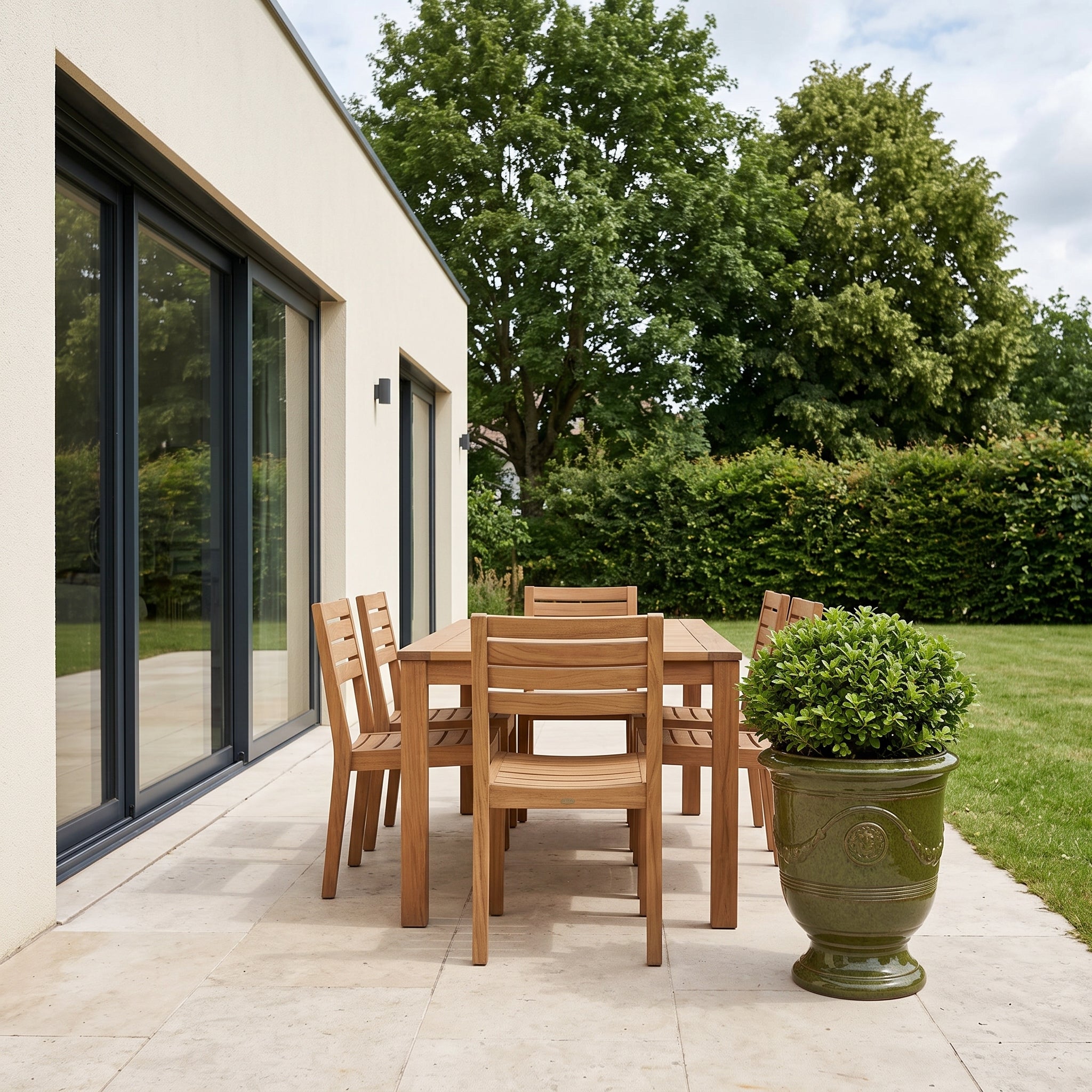 Keramicky květináč RICHELIEU - Tropická zelená - XL (46 x 56 cm)