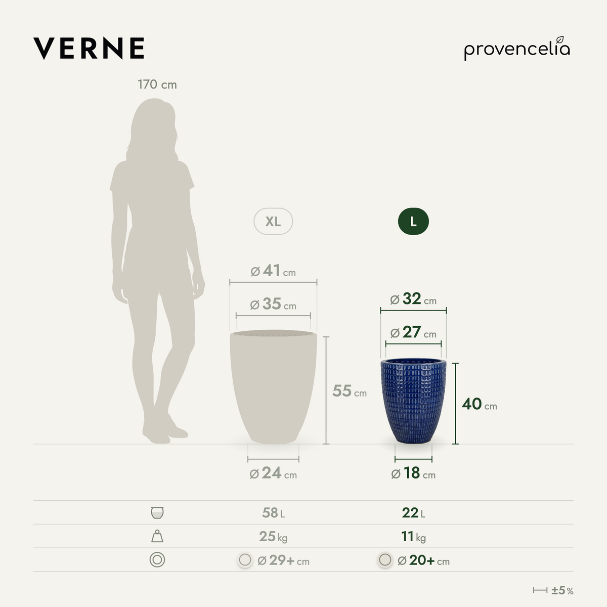 VERNE L – rozmery