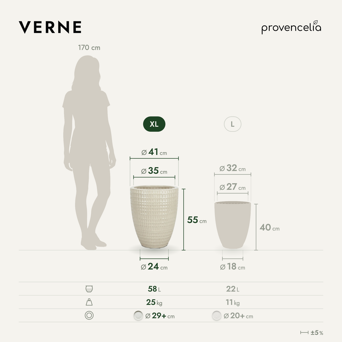 VERNE XL – rozmery