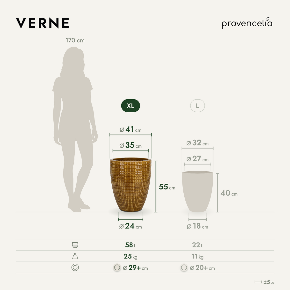 VERNE XL – rozmery
