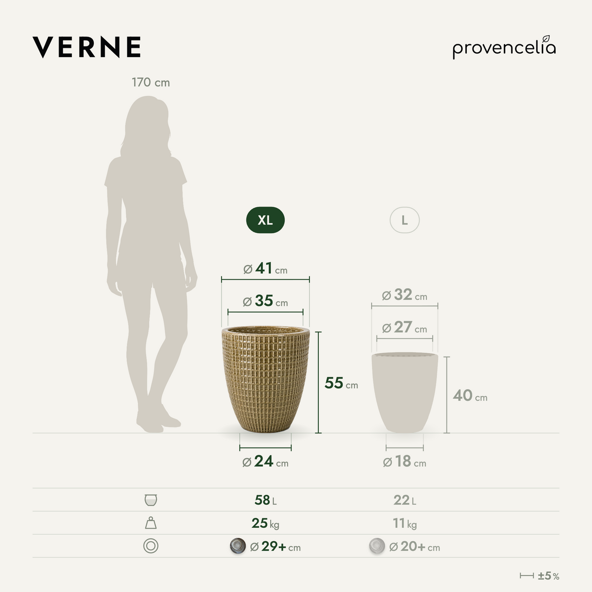 VERNE XL – rozmery