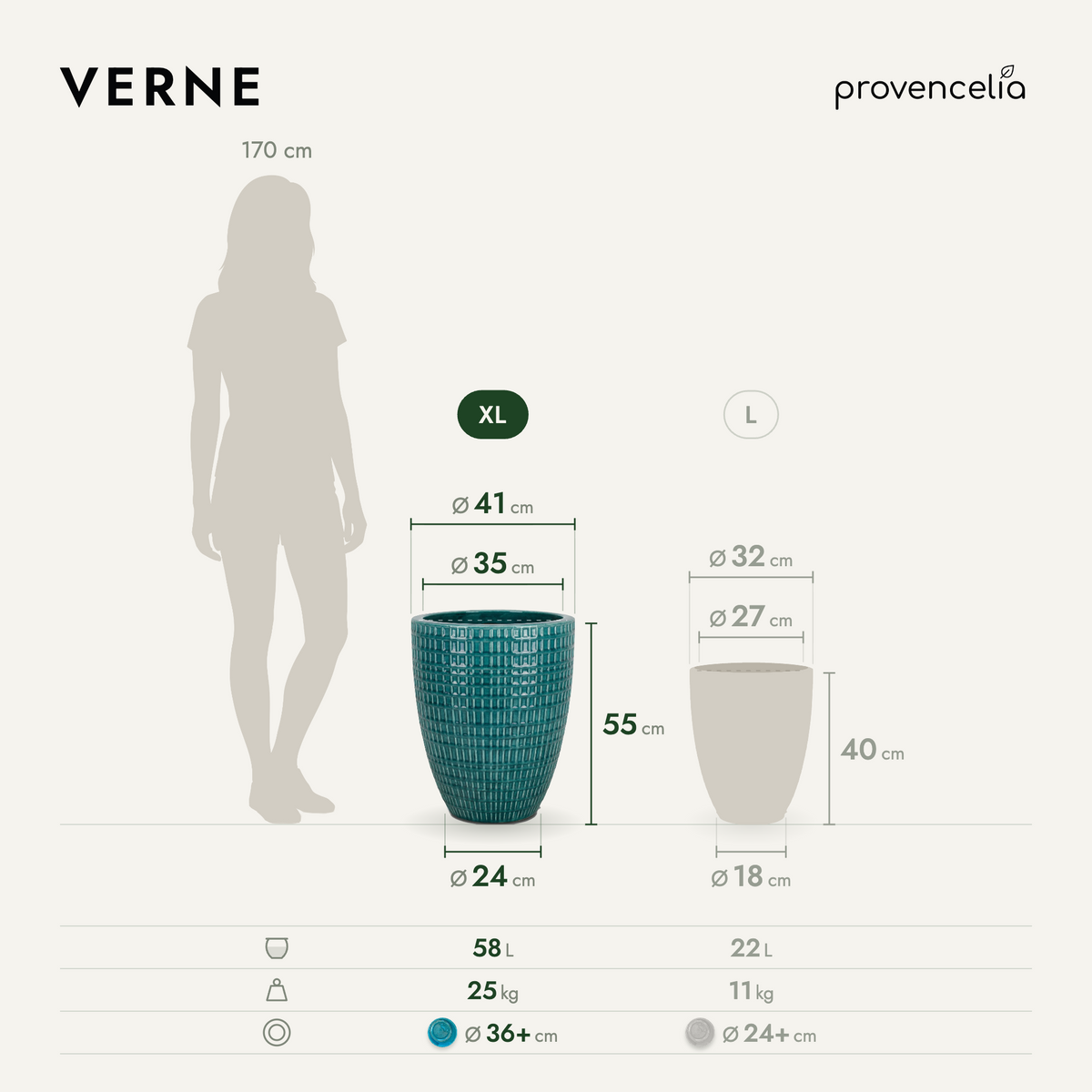 VERNE XL – rozmery