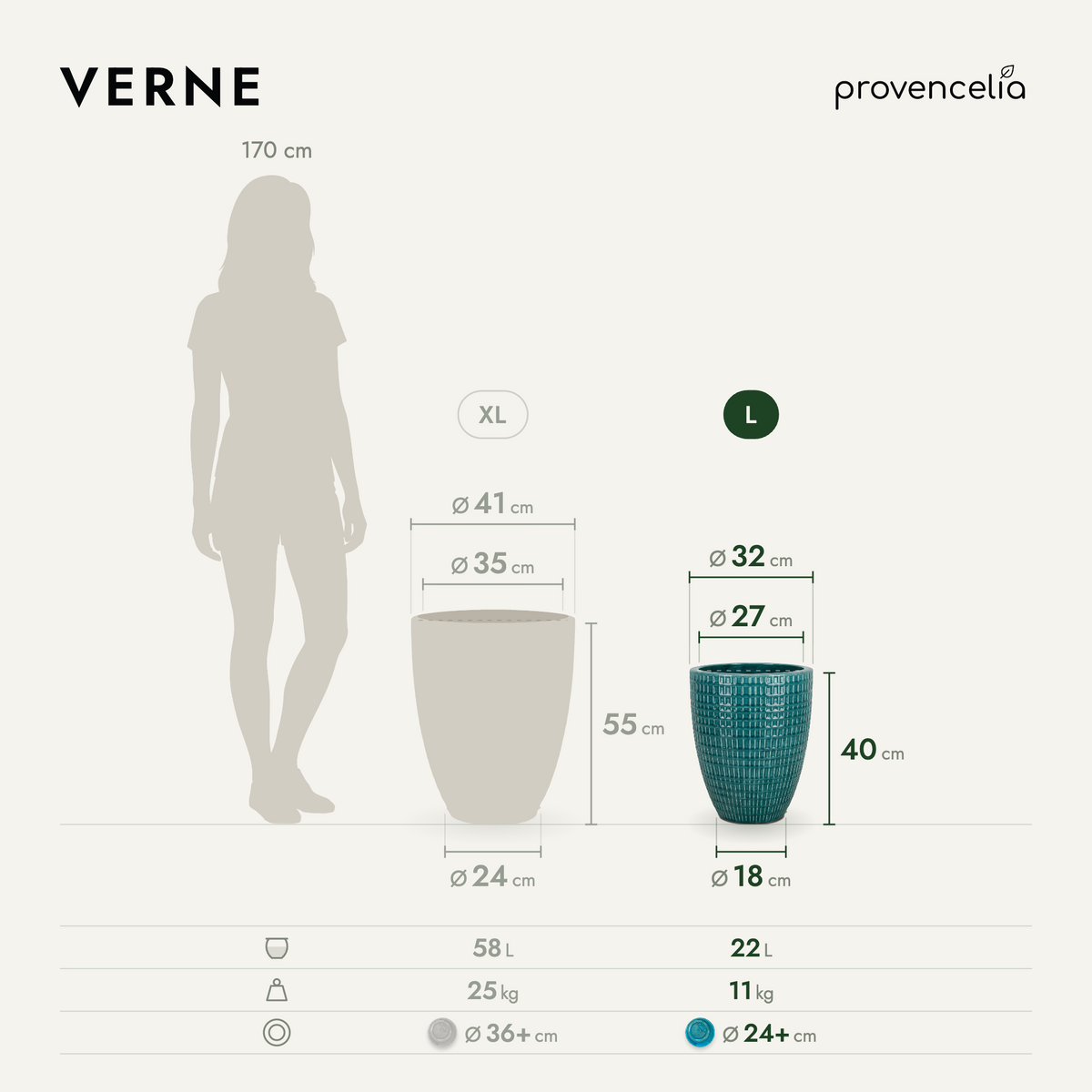 VERNE L – rozmery