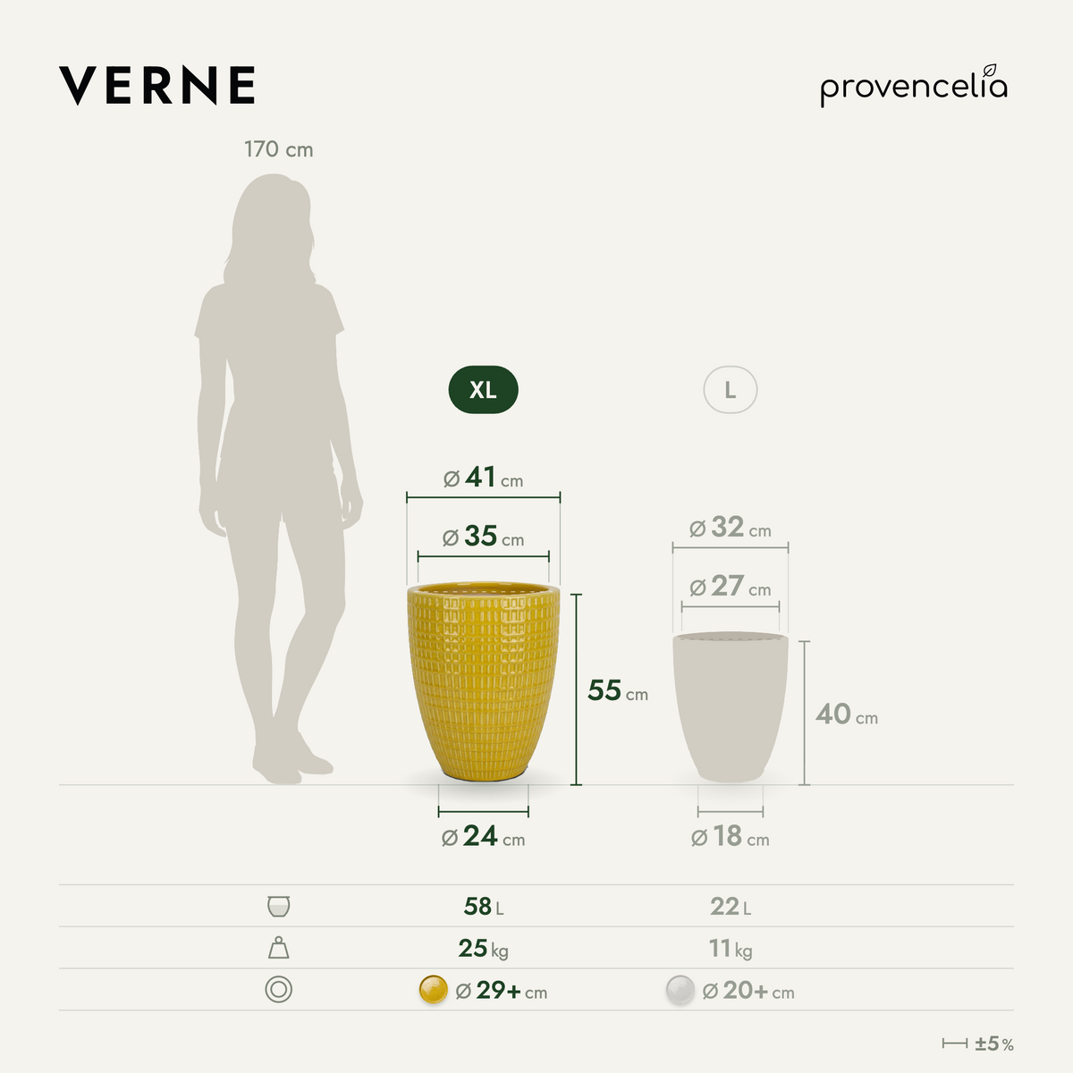 VERNE XL – rozmery
