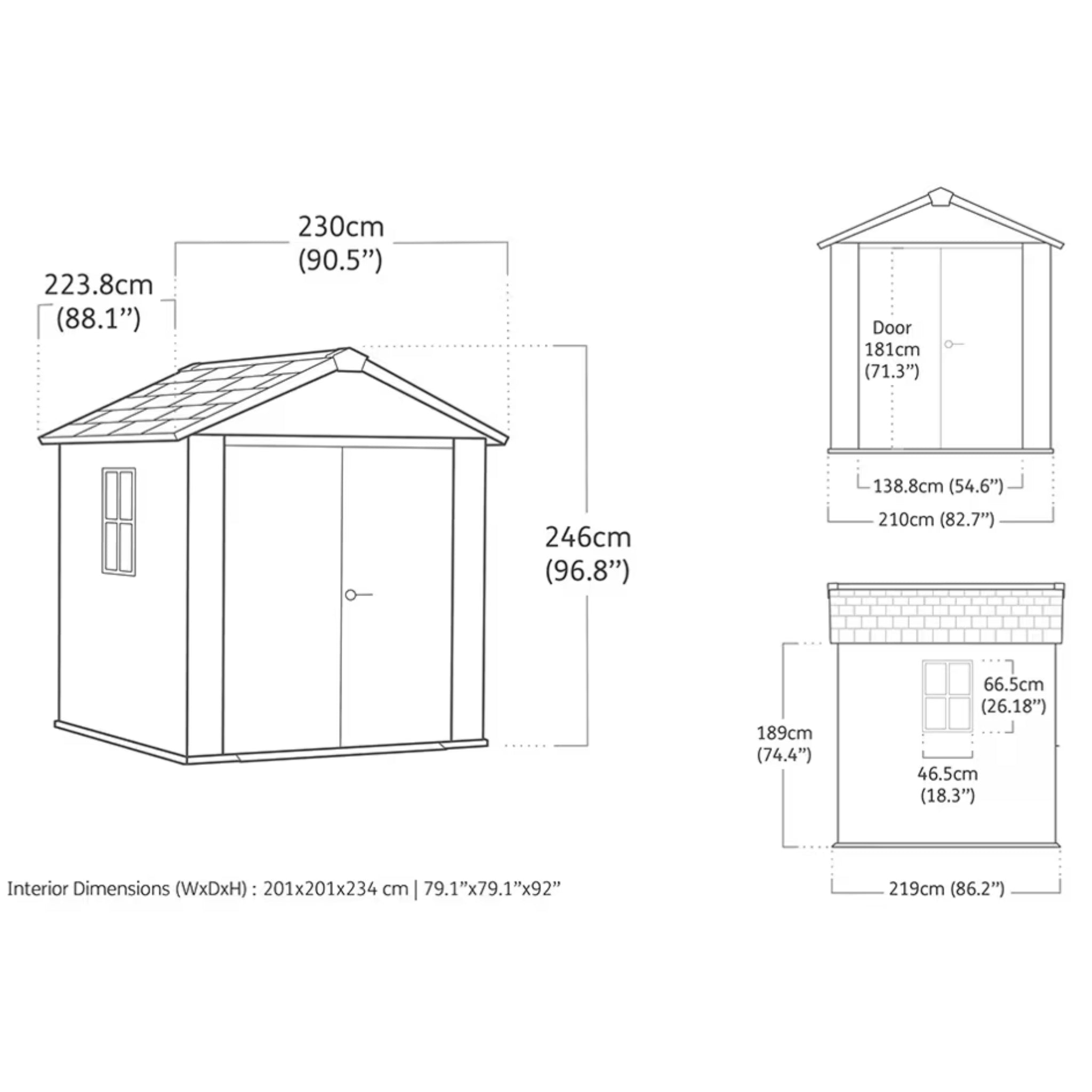 Keter Newton Plus 7×7,5 — záhradný domček, sivý