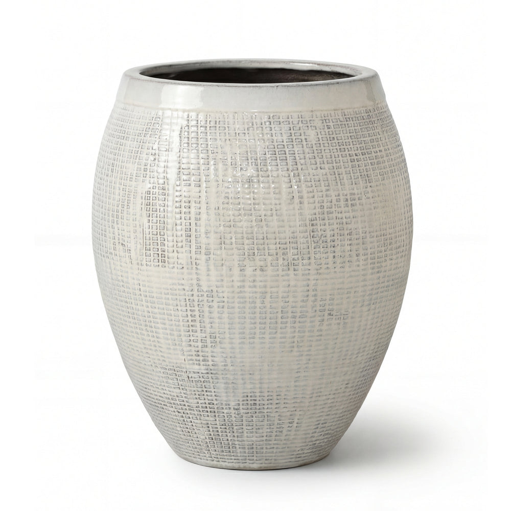 COCOON - Krémová – veľký ručne vyrábaný exteriérový kvetináč z vysoko vypálenej keramiky, mrazuvzdorný - XL (42 x 53 cm)