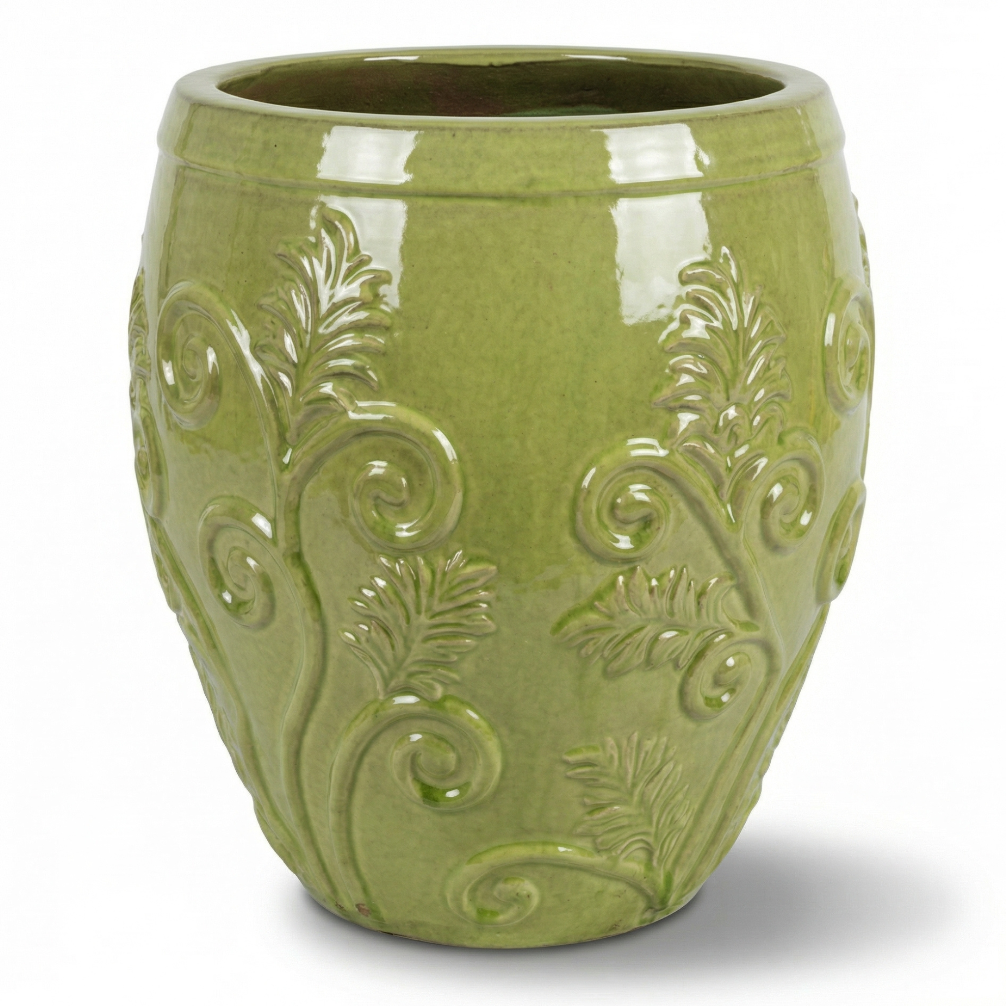 Keramický kvetináč Gaia - Olivovo zelená.