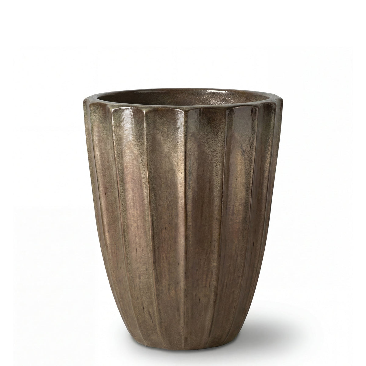 Keramický kvetináč Hugo – Pieskovaný bronz, M: 30 x 39 cm