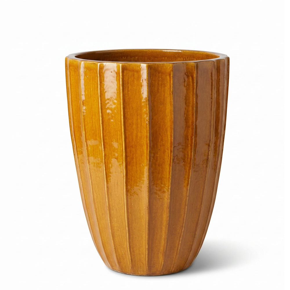 Keramický kvetináč Hugo Brúsený bronz - ručne vyrábaný glazovaný kvetináč z keramiky - XL: 44 x 59 cm