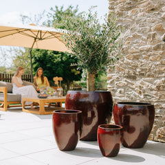 Keramický kvetináč LAFONTAINE - Tehlovo červená