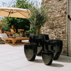 Keramický kvetináč LAFONTAINE - Čierna