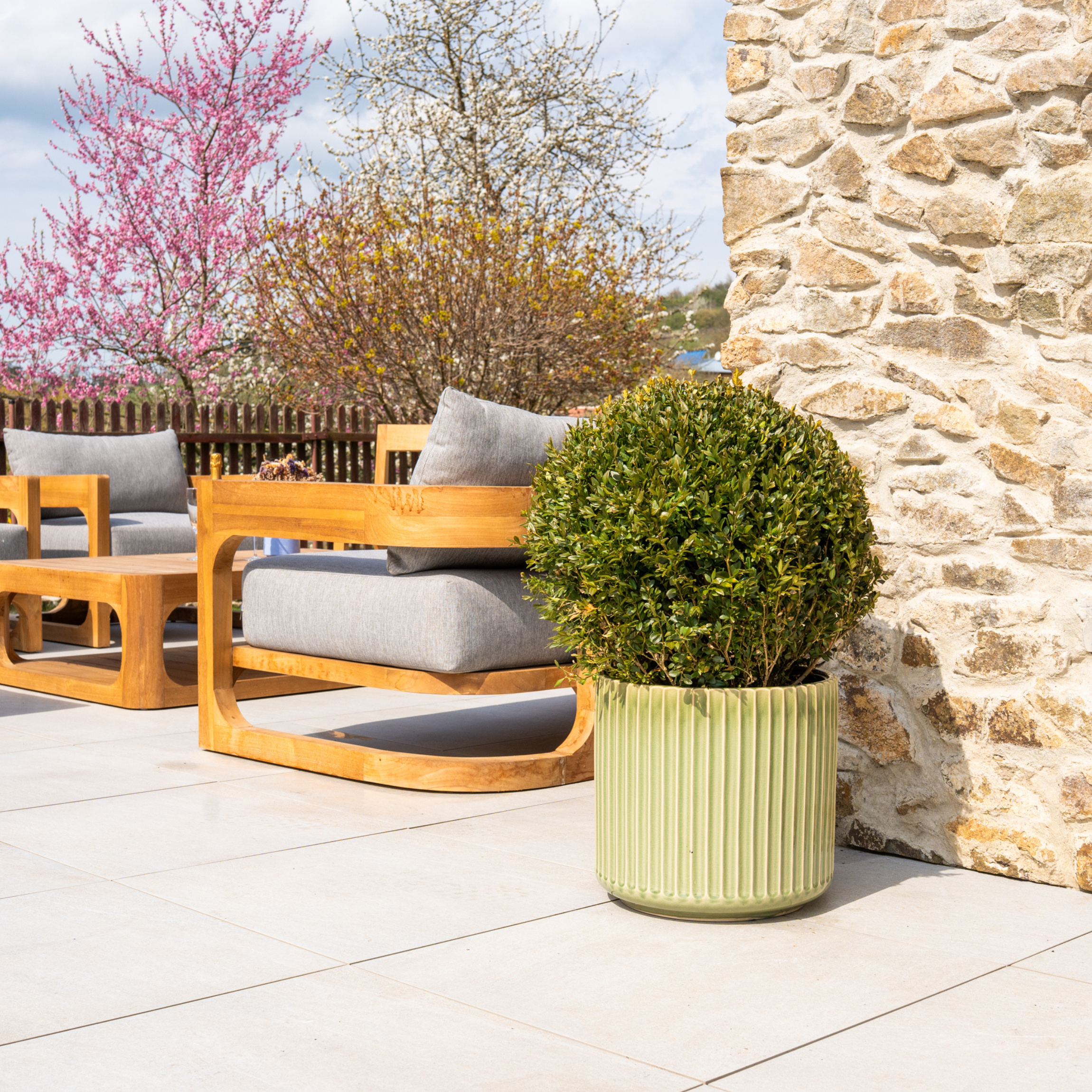 Keramický kvetináč London – zelená