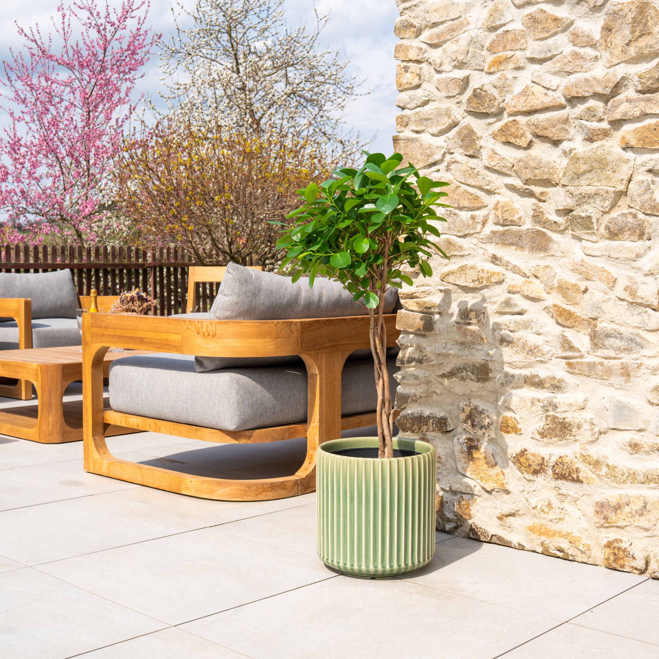 Keramický kvetináč London – zelená