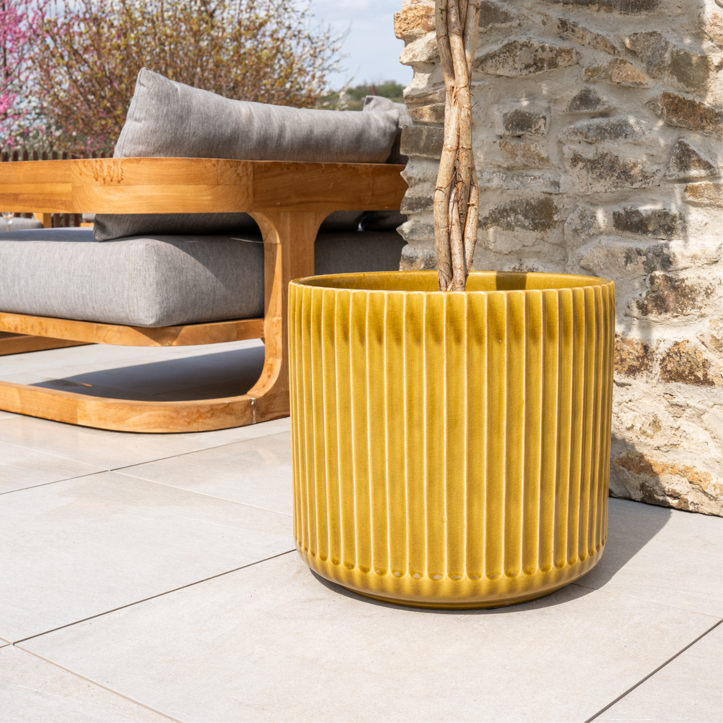 Keramický kvetináč London – Žltá