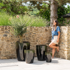 Keramicky kvetináč Mazarin - Čierno zelený