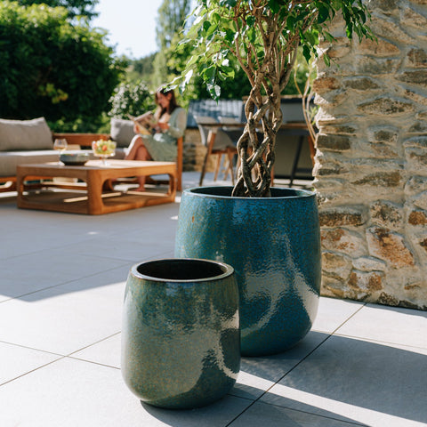 Keramický kvetináč Socrate – Oceľovo modrá