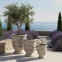 Keramicky kvetináč RICHELIEU - Tigrovaná biela