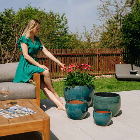 Keramicky kvetináč Romulus - Azúrovo modrá