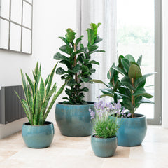 Keramicky kvetináč Romulus - Oceľovo modrá