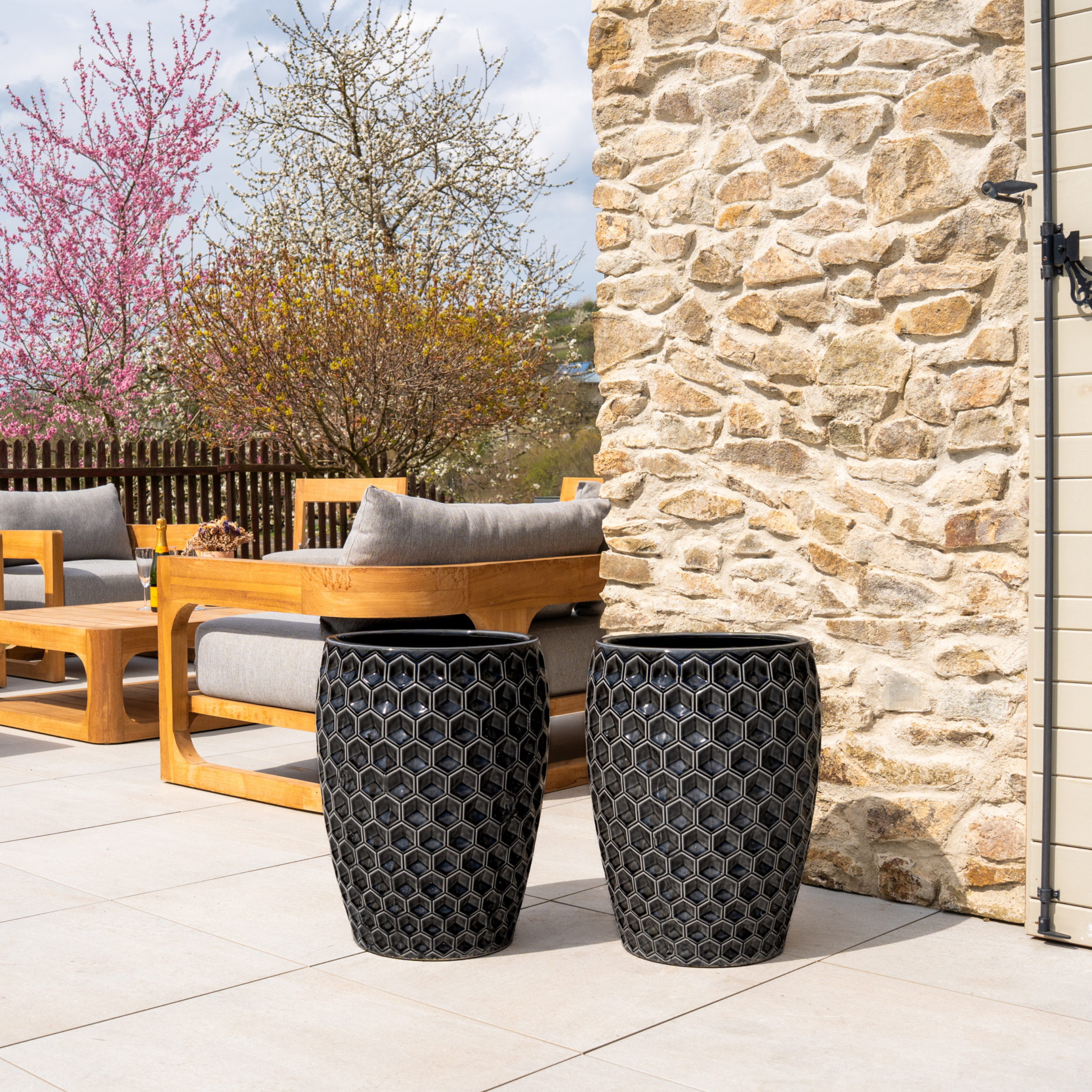 Keramický kvetináč Versailles – čierny