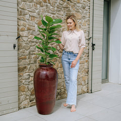 Mrazuvzorný Keramicky kvetináč Archimede - Tehlovo červená