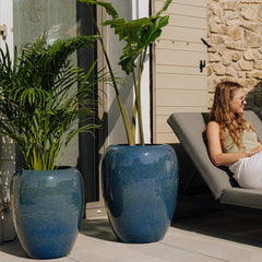 Keramický kvetináč Galiee - Morská modrá.