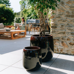 Keramický kvetináč Socrate – Čiernočervená