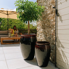 Keramický kvetináč BACCHUS - Čierno-červená