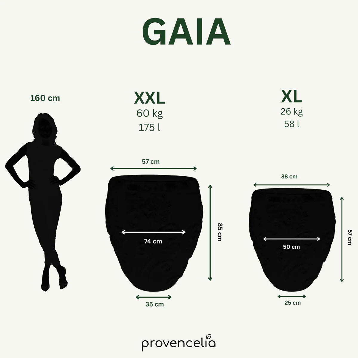Keramický kvetináč Gaia - Krémová - XL (53 cm x 57 cm)