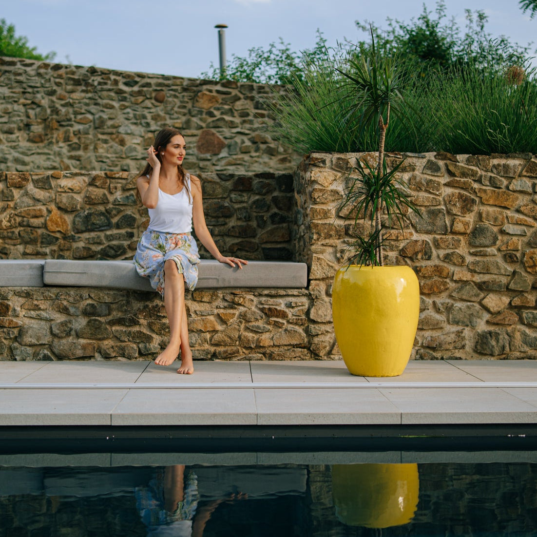 Keramický kvetináč Galilee - Žltá