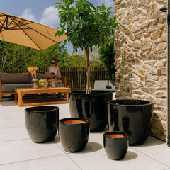 Keramický kvetináč LANCELOT - Čierna 