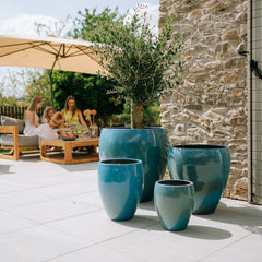 Keramický kvetináč LAFONTAINE - Oceľovo modrá