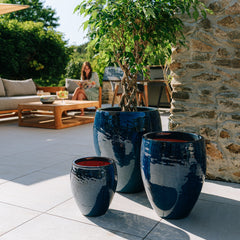 Keramický kvetináč Poseidon – morská modrá