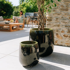 Keramický kvetináč Socrate – Zeleno-čierna