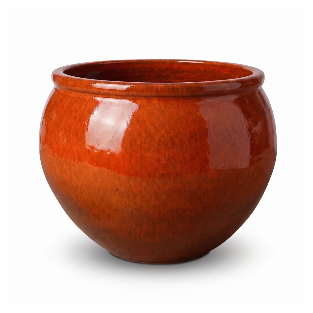 Keramický kvetináč Lutece - Tropická oranžová - XL (53 cm x 43 cm)
