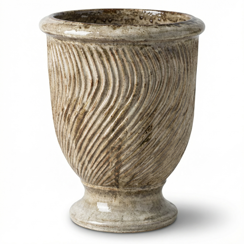 Keramický kvetináč Morgane - Tygrovane biely - XL (55 x 69 cm)
