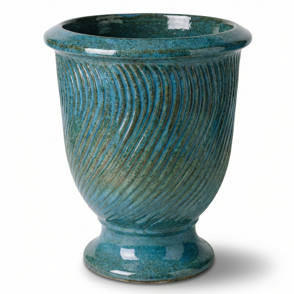 Keramický kvetináč Morgane - Oceľovo Modrý - XL (55 x 69 cm)