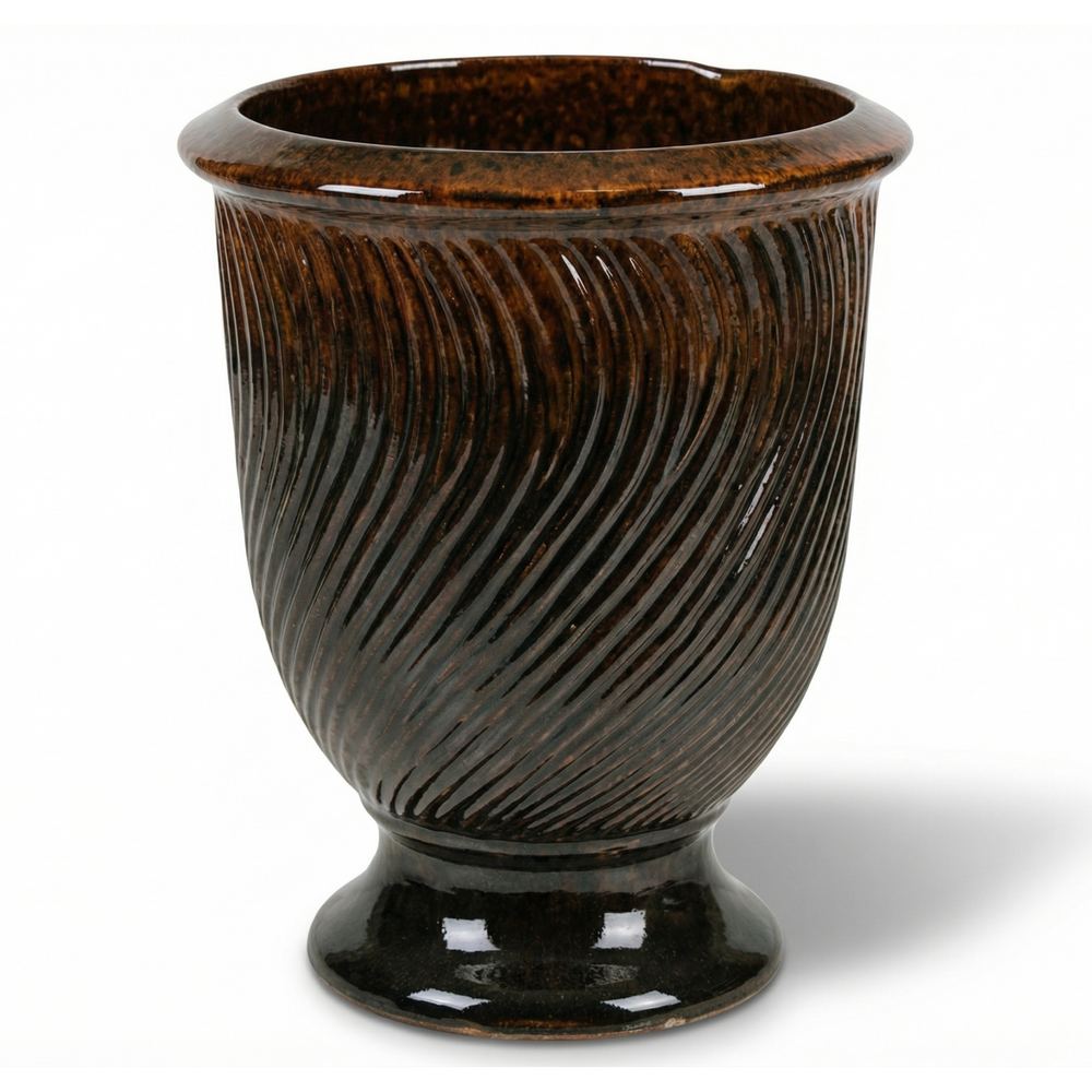 Keramický kvetináč Morgane - Oranžovo čierna - XL (55 x 69 cm)