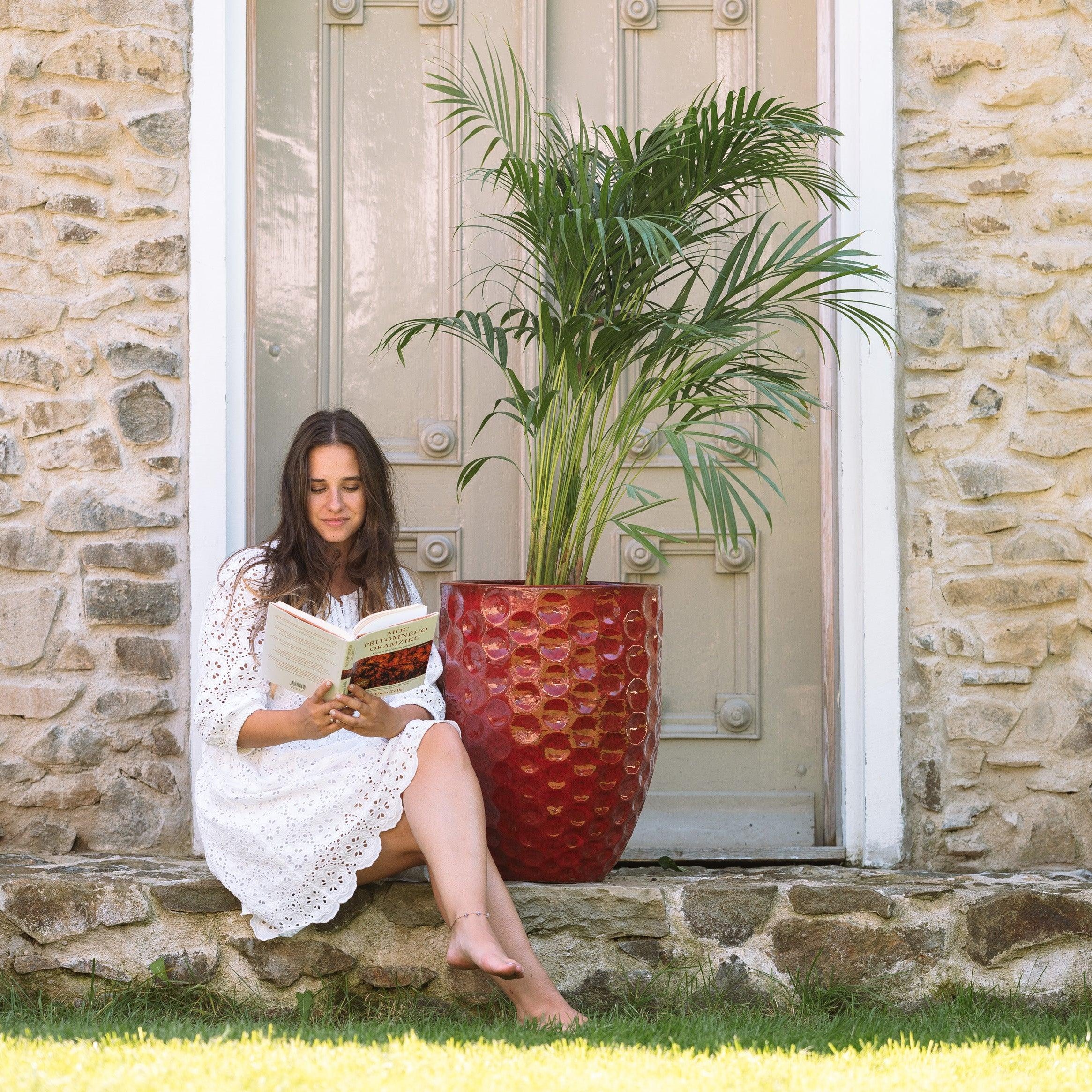 Keramický květináč MEROVEE - Tropická červená - Provencelia.cz